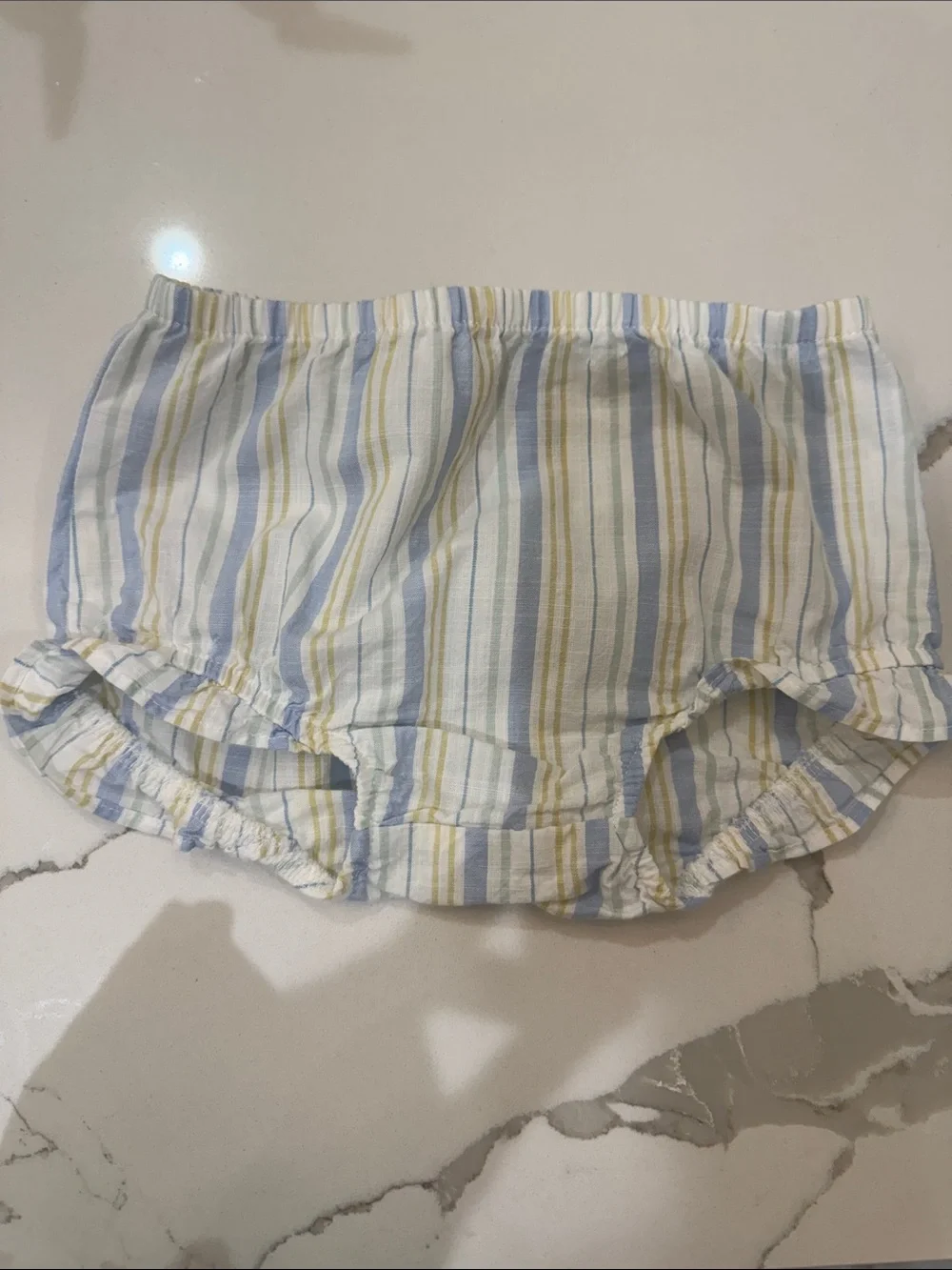 Carter’s Blue/Yellow/White/Sage Dress/Bloomer/Headband Set Monogrammed ‘Clara’
